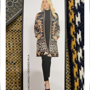 MAX STUDIO BCBG Navy Blue & Gold Long Jacket Cardigan Sz M